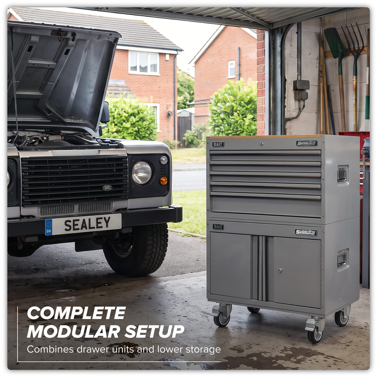 Superline Pro APMSCCOMBO7 Superline PRO® Connect Modular Storage System with Rubber Wood Worktop 678mm