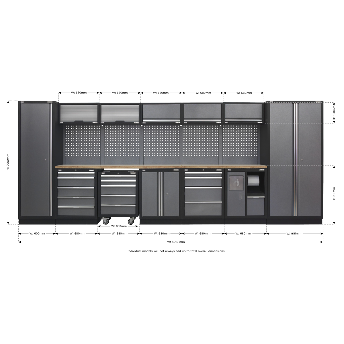 Superline Pro APMSSTACK01W Superline PRO® Storage System with Wood Worktop 4.92m