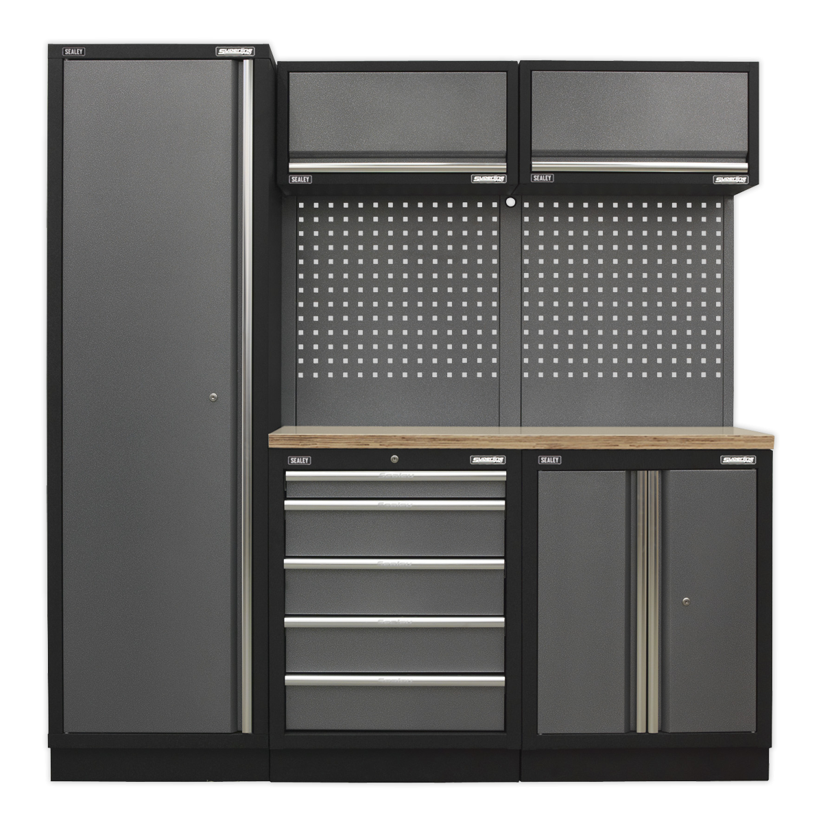 Superline Pro APMSSTACK02W Superline PRO® Storage System with Wood Worktop 1.96m