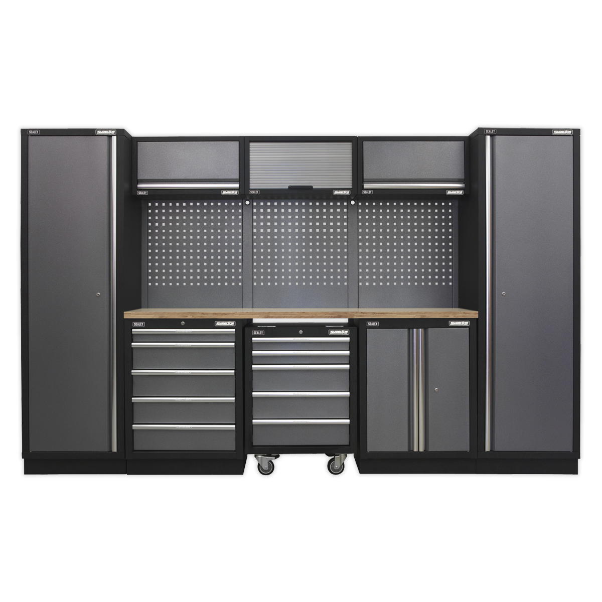 Superline Pro APMSSTACK03W Superline PRO® Storage System with Wood Worktop 3.24m
