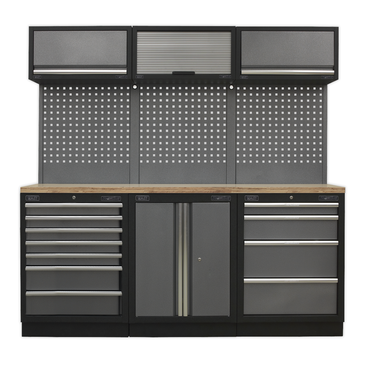 Superline Pro APMSSTACK07W Superline PRO® Storage System with Wood Worktop 2.04m