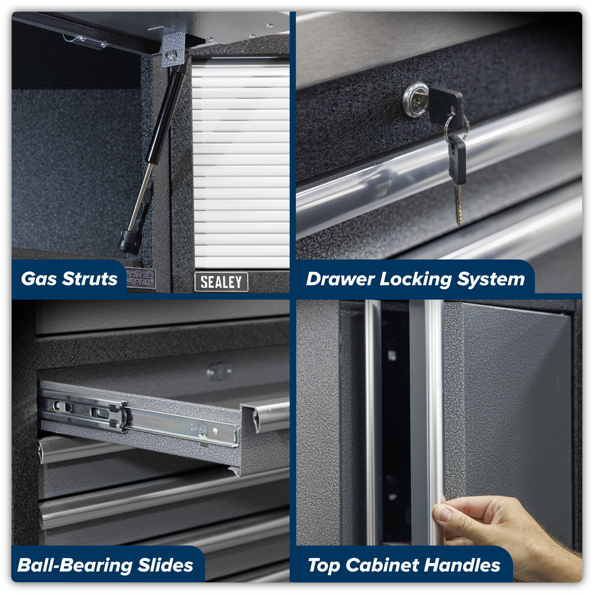 Superline Pro APMSSTACK09SS Superline PRO® Storage System with Stainless Steel Worktop 1.96m