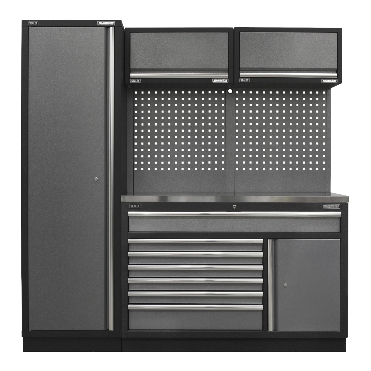 Superline Pro APMSSTACK09SS Superline PRO® Storage System with Stainless Steel Worktop 1.96m