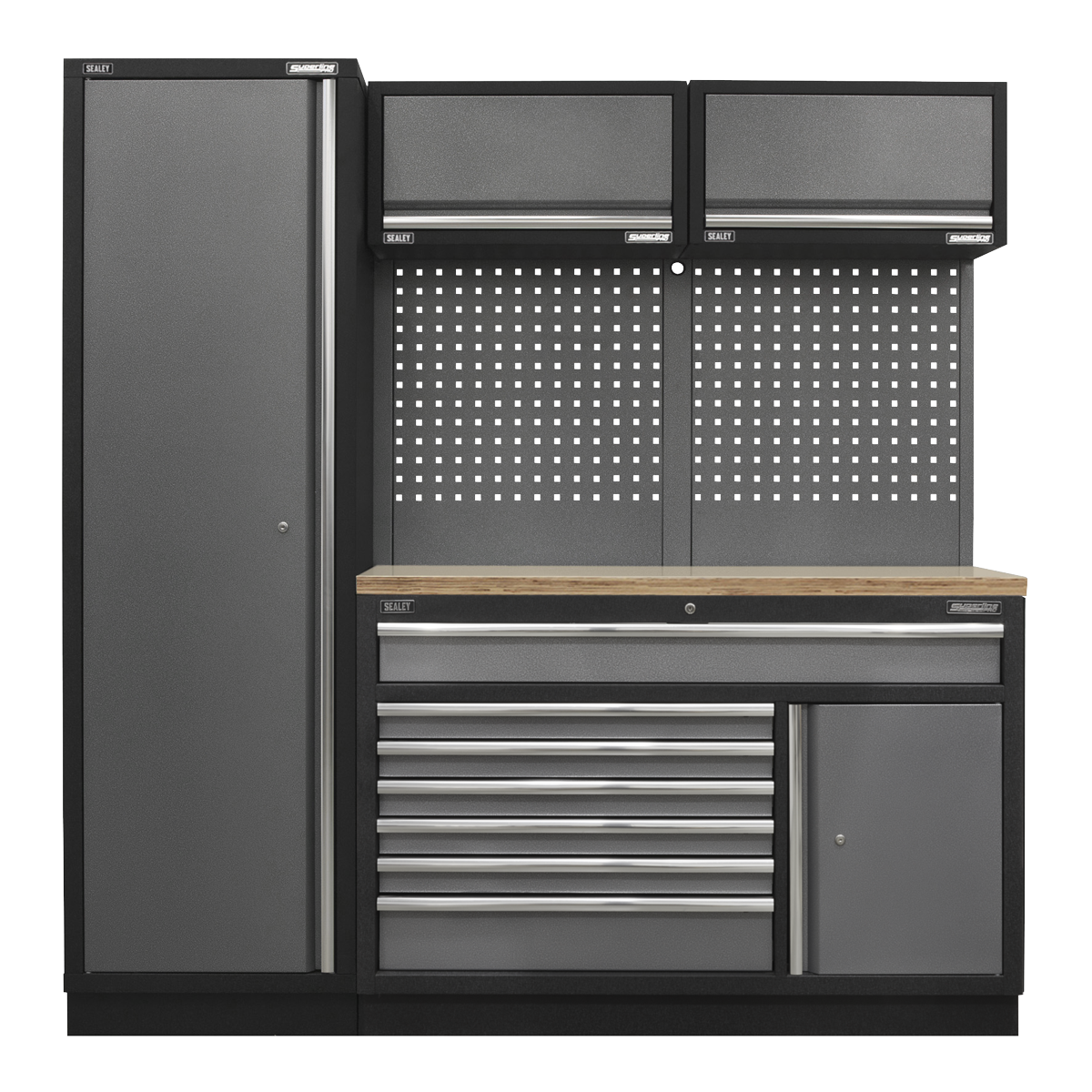 Superline Pro APMSSTACK09W Superline PRO® Storage System with Pressed Wood Worktop 1.96m