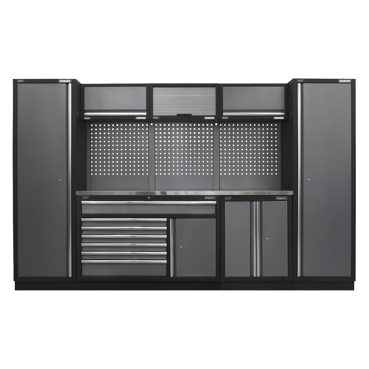 Superline Pro APMSSTACK13SS Superline PRO® Storage System with Stainless Steel Worktop 3.24m