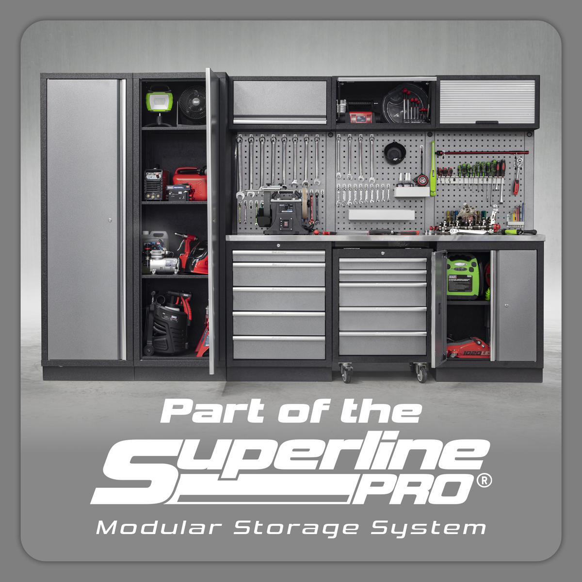 Superline Pro APMSSTACK13W Superline PRO® Storage System with Pressed Wood Worktop 3.24m