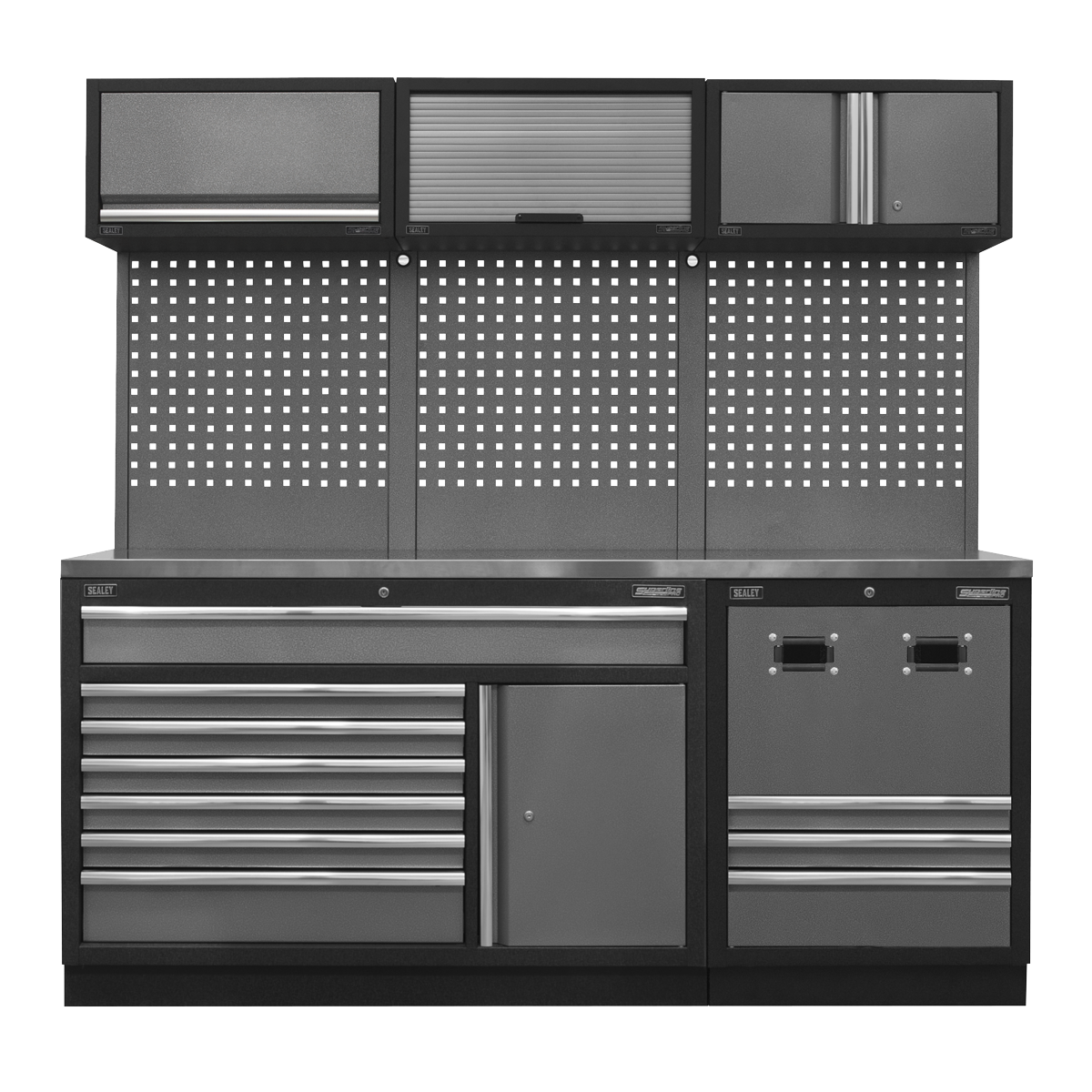 Superline Pro APMSSTACK14SS Superline PRO® Modular Storage System Combo with Stainless Steel Worktop