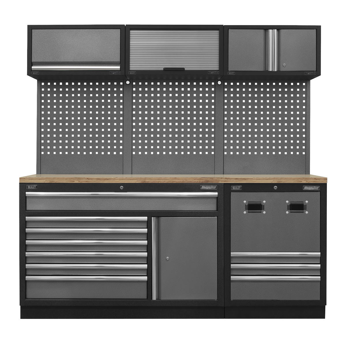 Superline Pro APMSSTACK14W Superline PRO® Modular Storage System Combo with Pressed Wood Worktop