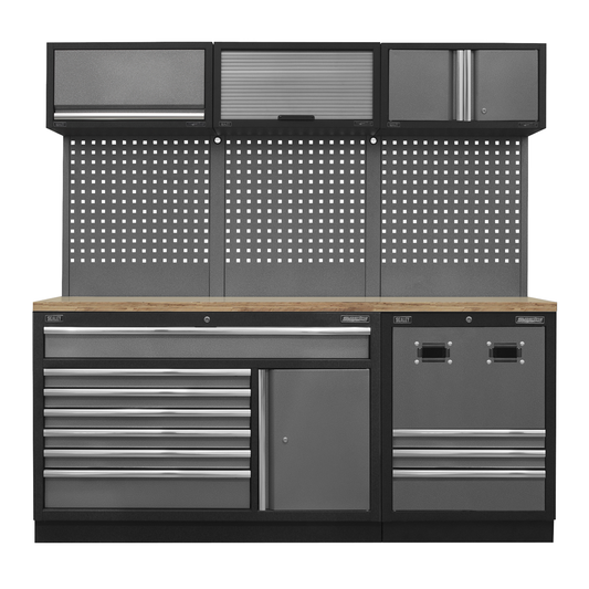 Superline Pro APMSSTACK14W Superline PRO® Modular Storage System Combo with Pressed Wood Worktop