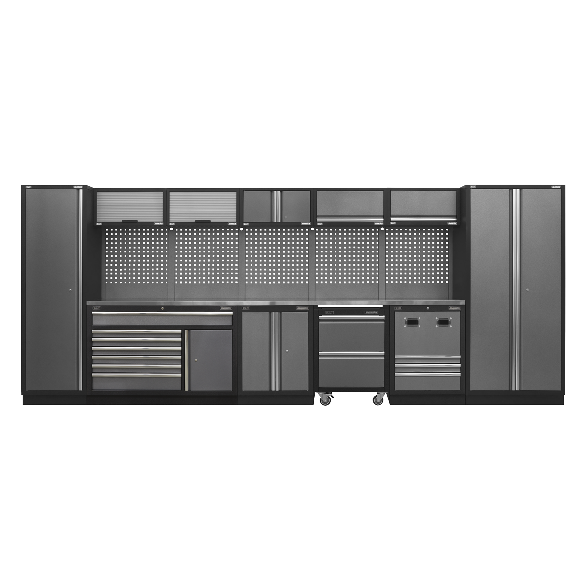 Superline Pro APMSSTACK16SS Superline PRO® Storage System with Stainless Steel Worktop 4.92m