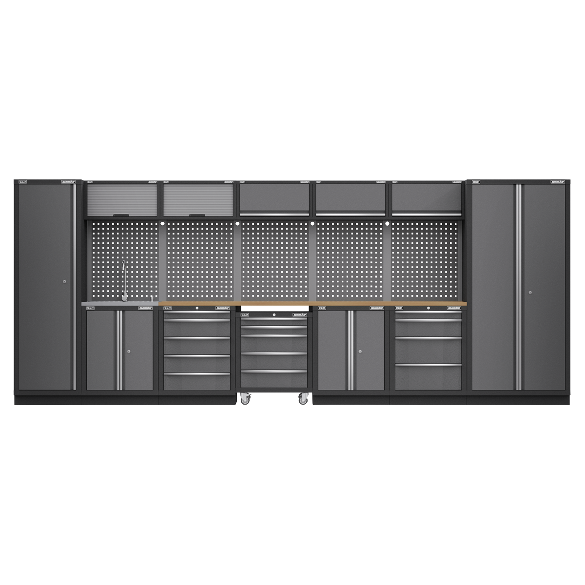 Superline Pro APMSSTACK17W Superline PRO® Storage System with Pressed Wood Worktop 4.92m