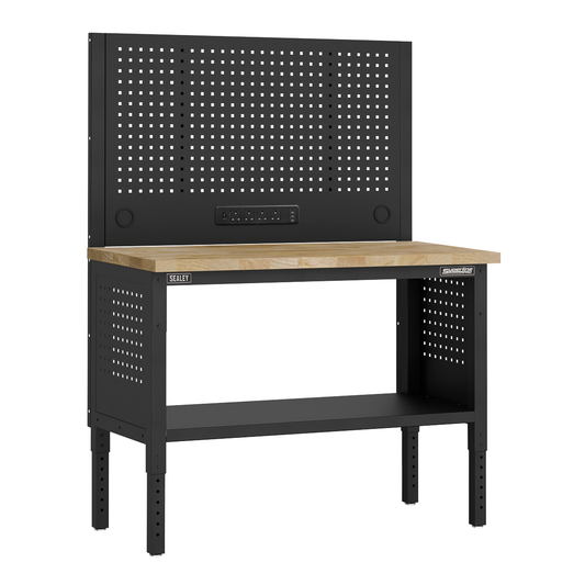 Superline Pro APMWB50COMBOW Superline PRO® Modular Workbench with Pegboard Back Panel Wooden Worktop 1265mm