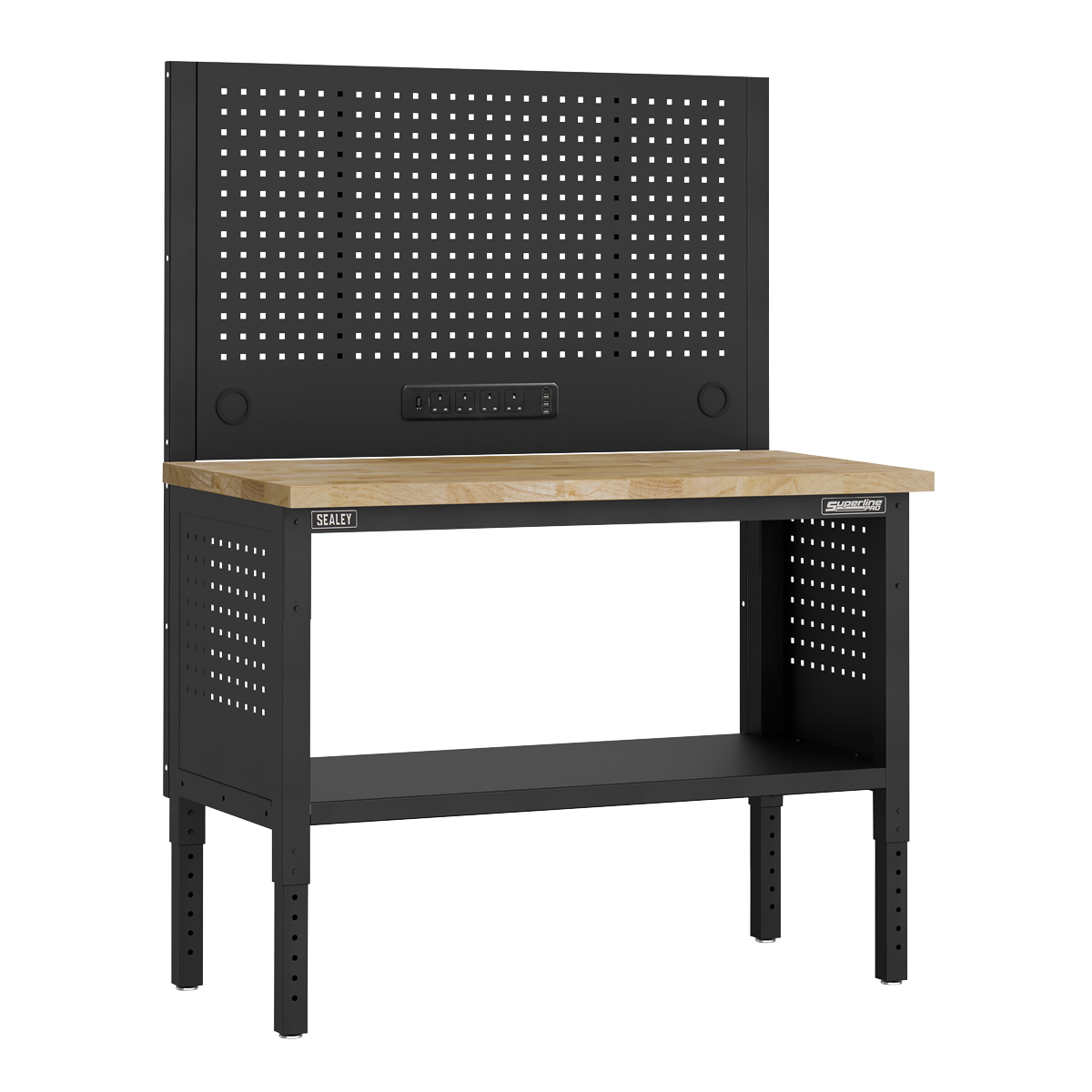 Superline Pro APMWB50COMBOW Superline PRO® Modular Workbench with Pegboard Back Panel Wooden Worktop 1265mm