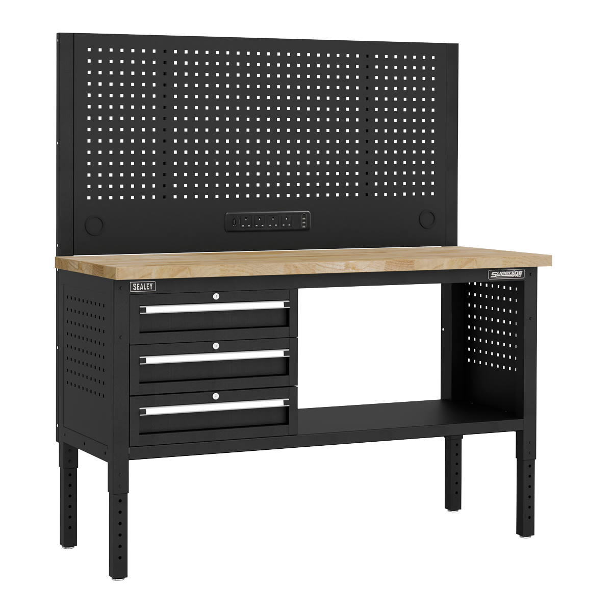 Superline Pro APMWB60COMBO1W Superline PRO® Modular Workbench with 3 Drawers Wooden Worktop 1525mm