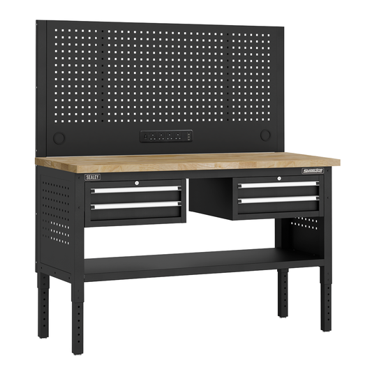 Superline Pro APMWB60COMBO3W Superline PRO® Modular Workbench with 4 Drawers Wooden Worktop 1525mm