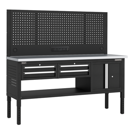 Superline Pro APMWB72COMBO1SS Superline PRO® Modular Workbench with 4 Drawers & Cupboard Stainless Steel Worktop 1830mm