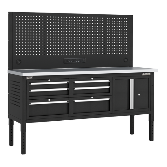 Superline Pro APMWB72COMBO2SS Superline PRO® Modular Workbench with 6 Drawers & Cupboard Stainless Steel Worktop 1830mm