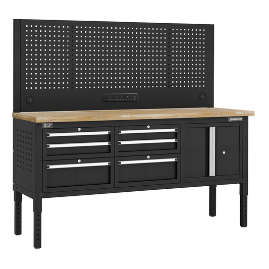 Superline Pro APMWB72COMBO2W Superline PRO® Modular Workbench with 6 Drawers & Cupboard Wooden Worktop 1830mm