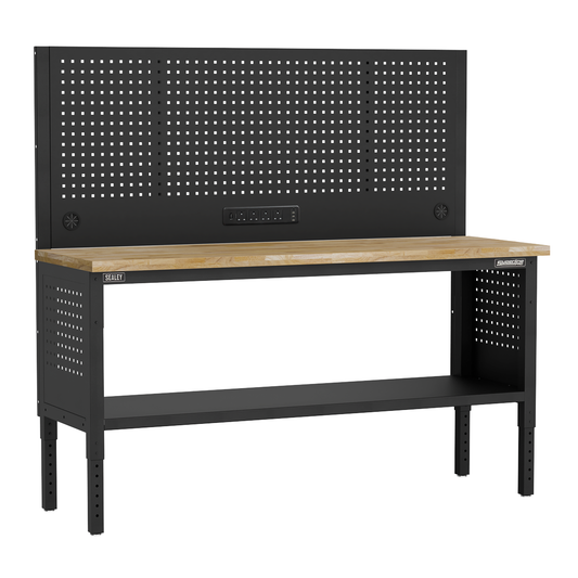 Superline Pro APMWB72COMBOW Superline PRO® Modular Adjustable-Height Workbench with Pegboard Back Panel & Wooden Worktop 1830mm