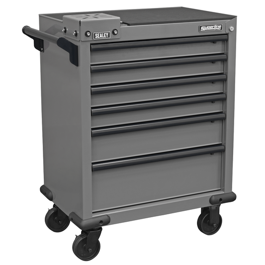 Superline Pro APMWS2 Superline PRO® Rollcab 6 Drawer with Vice Base - Grey/Black