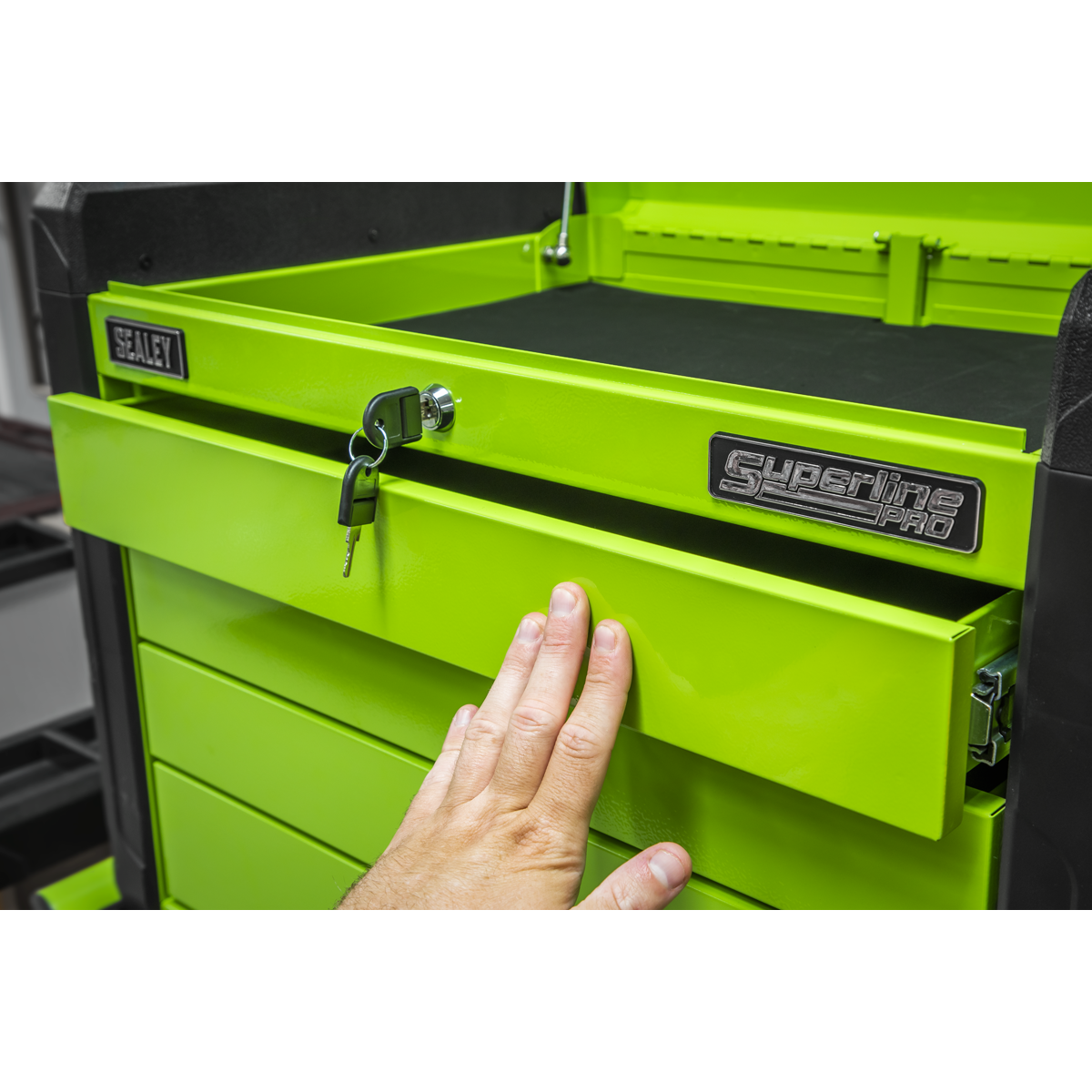 Superline Pro APPD4G Superline PRO® Push-to-Open Topchest 4 Drawer - Green