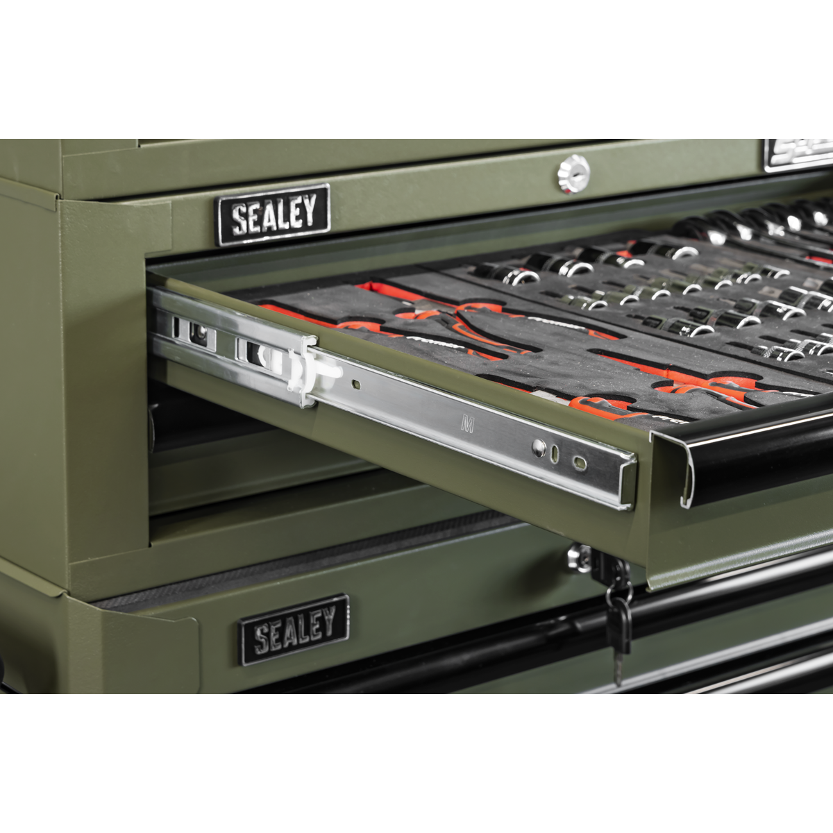 Superline Pro APSTACKTK Superline PRO® Topchest, Mid-Box Tool Chest & Rollcab Combination 14 Drawer - Khaki