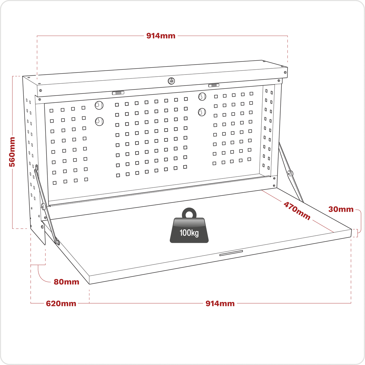 Superline Pro APWMW01 Superline PRO® Wall Mounting Foldable Workbench 900mm