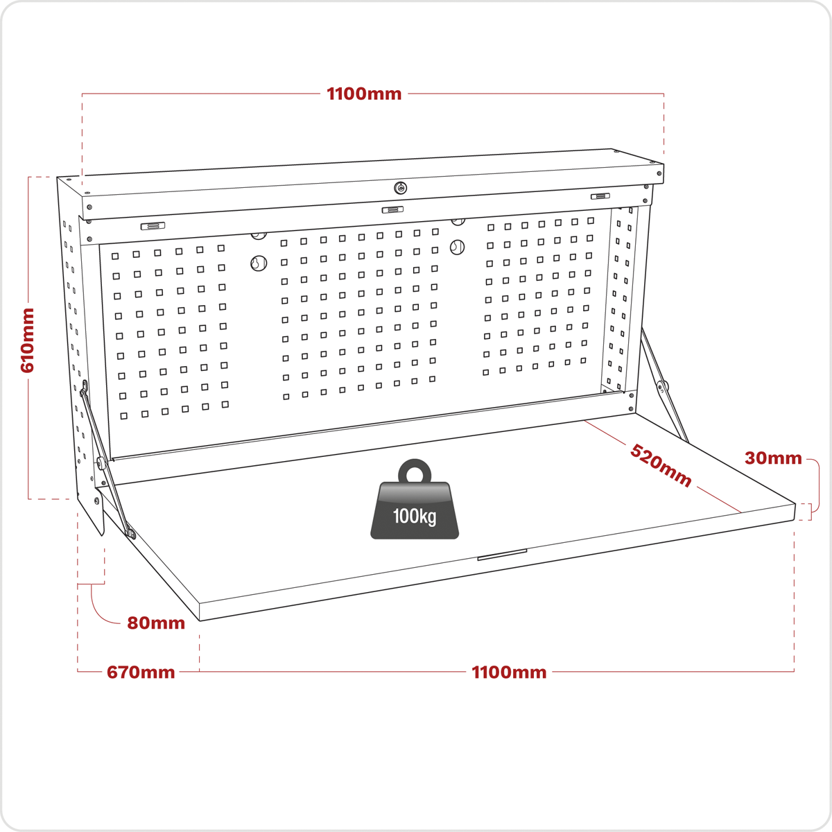 Superline Pro APWMW02 Superline PRO® Wall Mounting Foldable Workbench 1100mm