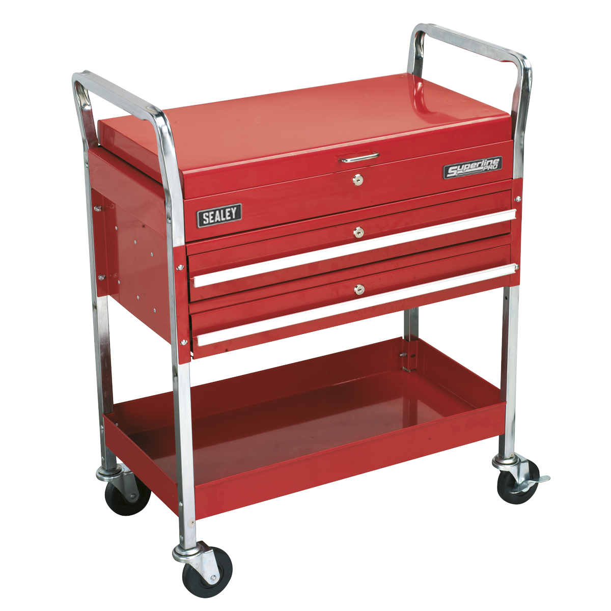 Superline Pro CX1042D Superline PRO® Heavy-Duty Trolley with Lockable Top & 2 Drawers 2-Level
