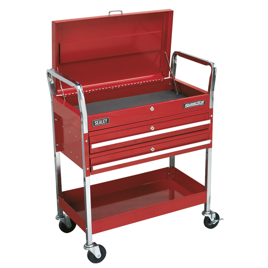 Superline Pro CX1042D Superline PRO® Heavy-Duty Trolley with Lockable Top & 2 Drawers 2-Level
