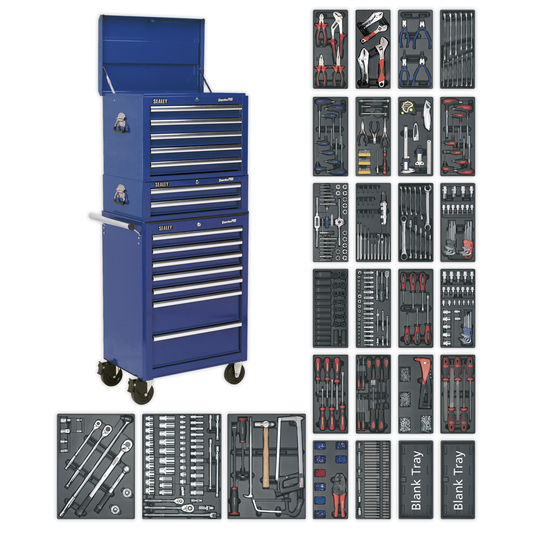 Superline Pro SPTCCOMBO1 Superline PRO® Tool Chest Combination 14 Drawer with 1179pc Tool Kit - Blue