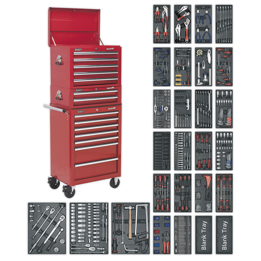 Superline Pro SPTCOMBO1 Superline PRO® Tool Chest Combination 14 Drawer with 1179pc Tool Kit - Red