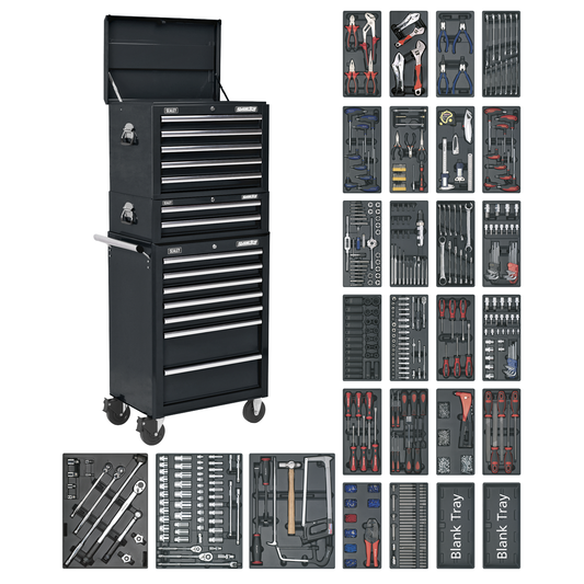 Superline Pro SPTCOMBO2 Superline PRO® Tool Chest Combination 14 Drawer with 1179pc Tool Kit - Black