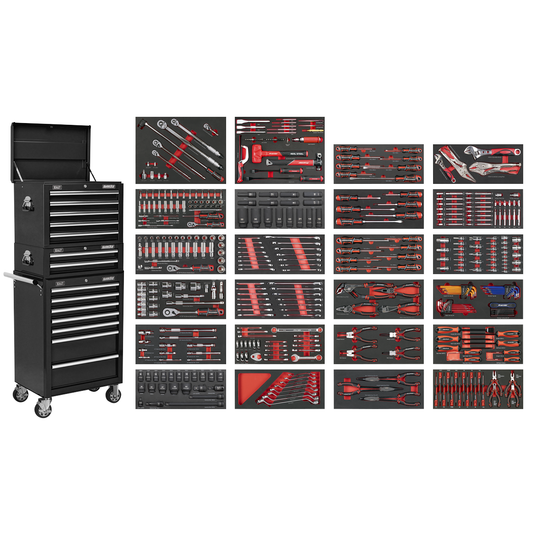 Superline Pro SPTCOMBO3B Superline PRO® Tool Chest Combination 14 Drawer with 447pc Tool Kit - Black