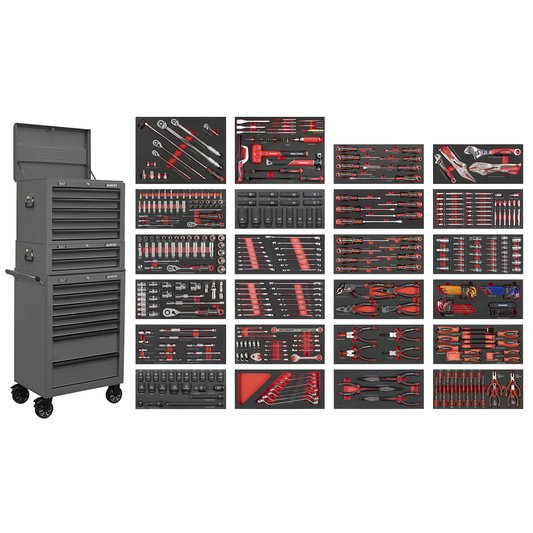 Superline Pro SPTCOMBO3G Superline PRO® Tool Chest Combination 14 Drawer with 447pc Tool Kit - Grey