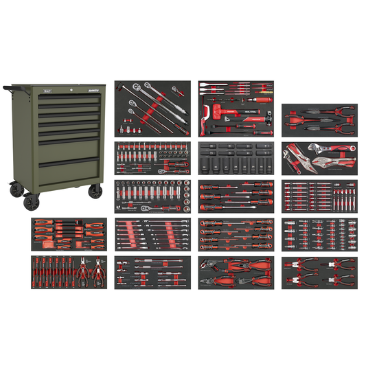 Superline Pro SPTCOMBO4K Superline PRO® Rollcab 7 Drawer with 305pc Tool Kit - Khaki