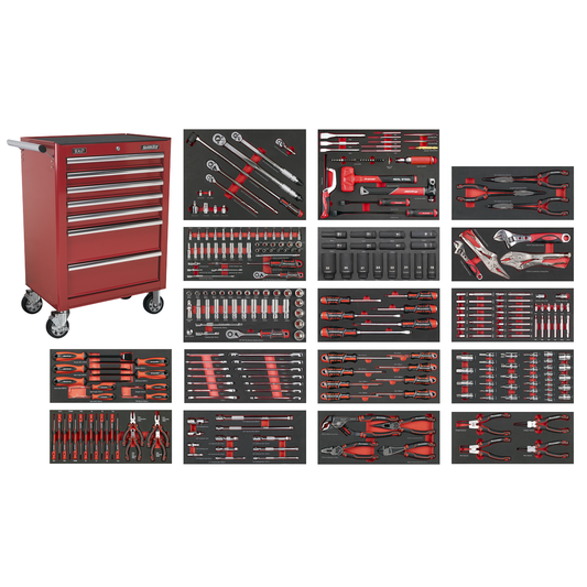 Superline Pro SPTCOMBO4R Superline PRO® Rollcab 7 Drawer with 305pc Tool Kit - Red