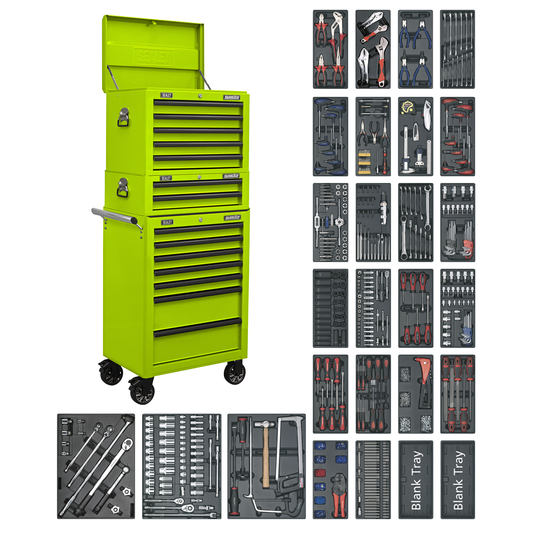 Superline Pro SPTHVCOMBO1 Superline PRO® Tool Chest Combination 14 Drawer with 1179pc Tool Kit - Green