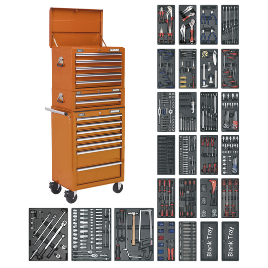 Superline Pro SPTOCOMBO1 Superline PRO® Tool Chest Combination 14 Drawer with 1179pc Tool Kit - Orange
