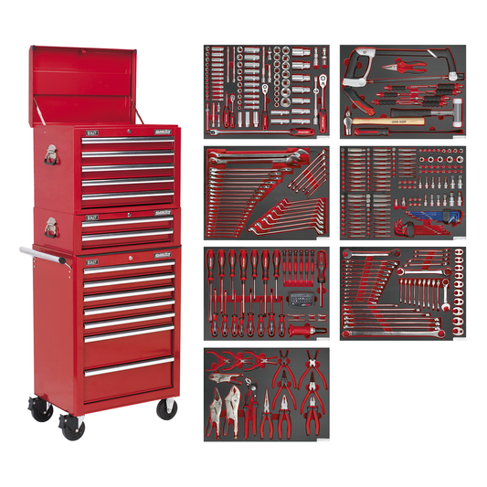 Superline Pro TBTPCOMBO1 Superline PRO® Tool Chest Combination 14 Drawer with 446pc Tool Kit - Red