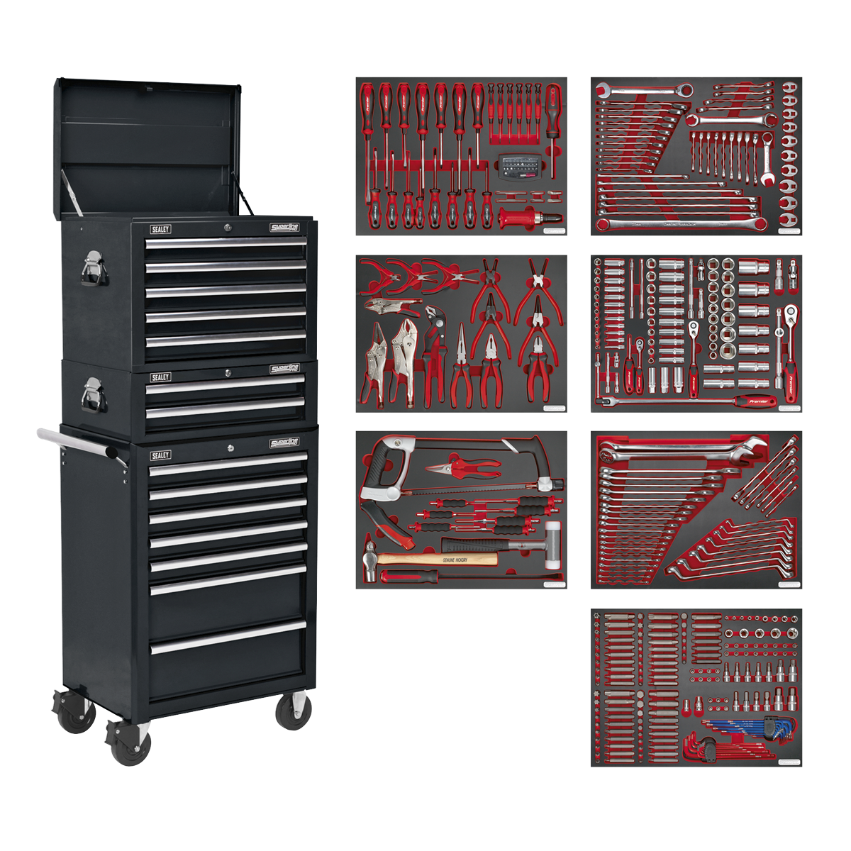 Superline Pro TBTPCOMBO2 Superline PRO® Tool Chest Combination 14 Drawer with 446pc Tool Kit - Black