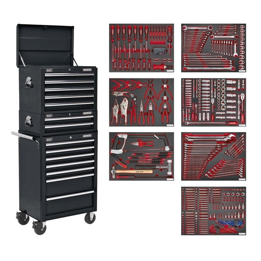 Superline Pro TBTPCOMBO2 Superline PRO® Tool Chest Combination 14 Drawer with 446pc Tool Kit - Black