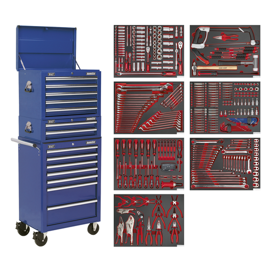 Superline Pro TBTPCOMBO5 Superline PRO® Tool Chest Combination 14 Drawer with 446pc Tool Kit - Blue