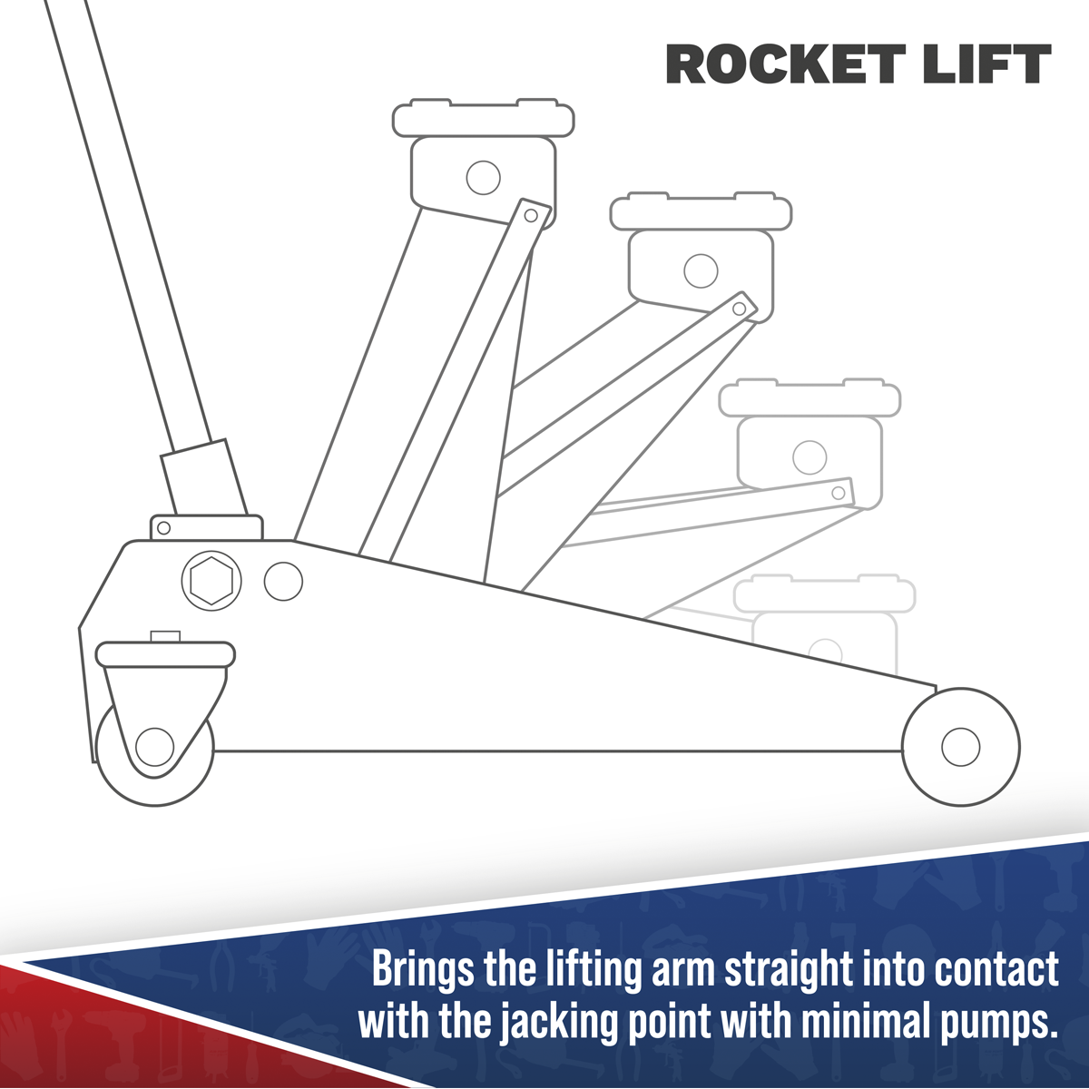 Viking 2100TB Viking Low Profile Professional Long Reach Trolley Jack with Rocket Lift 2 Tonne