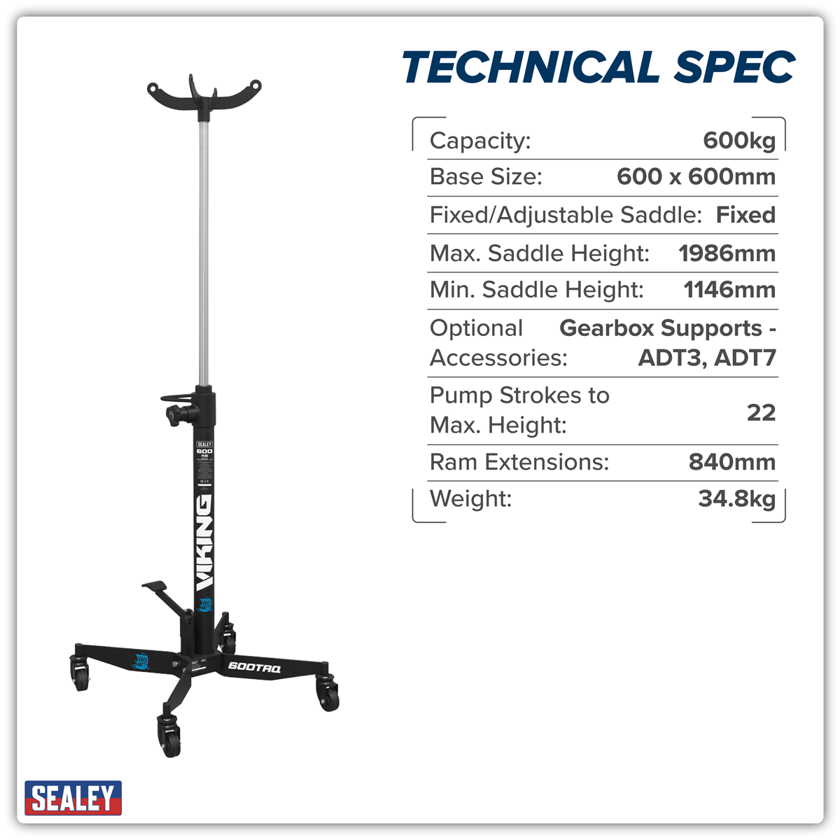 Viking 600TRQ Viking Vertical Transmission Jack with Quick Lift 600kg