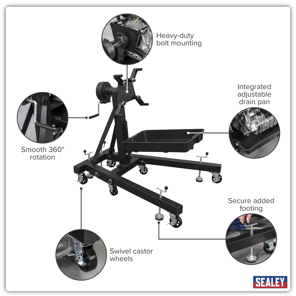 Viking ES680DS Viking Folding 360º Rotating Engine Stand with Geared Handle & Drain Pan