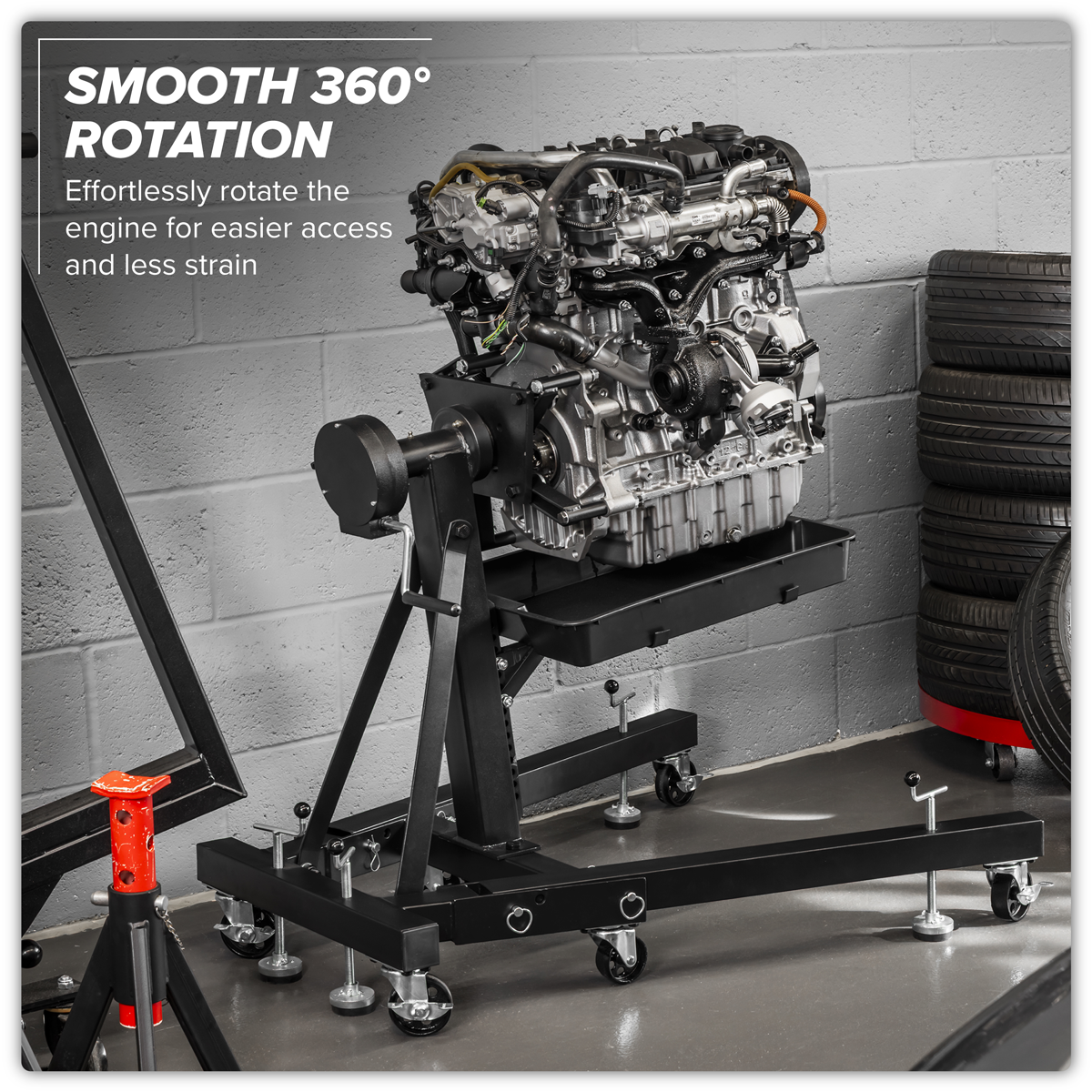 Viking ES680DS Viking Folding 360º Rotating Engine Stand with Geared Handle & Drain Pan