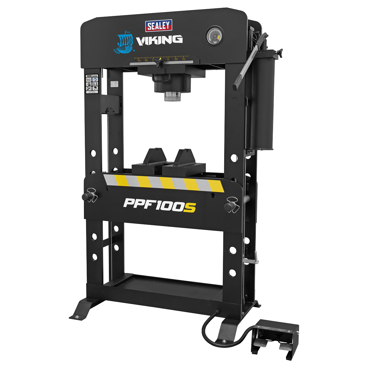 Viking PPF100S Viking Floor Type Air/Hydraulic Press with Sliding Ram & Foot Pedal 100 Tonne