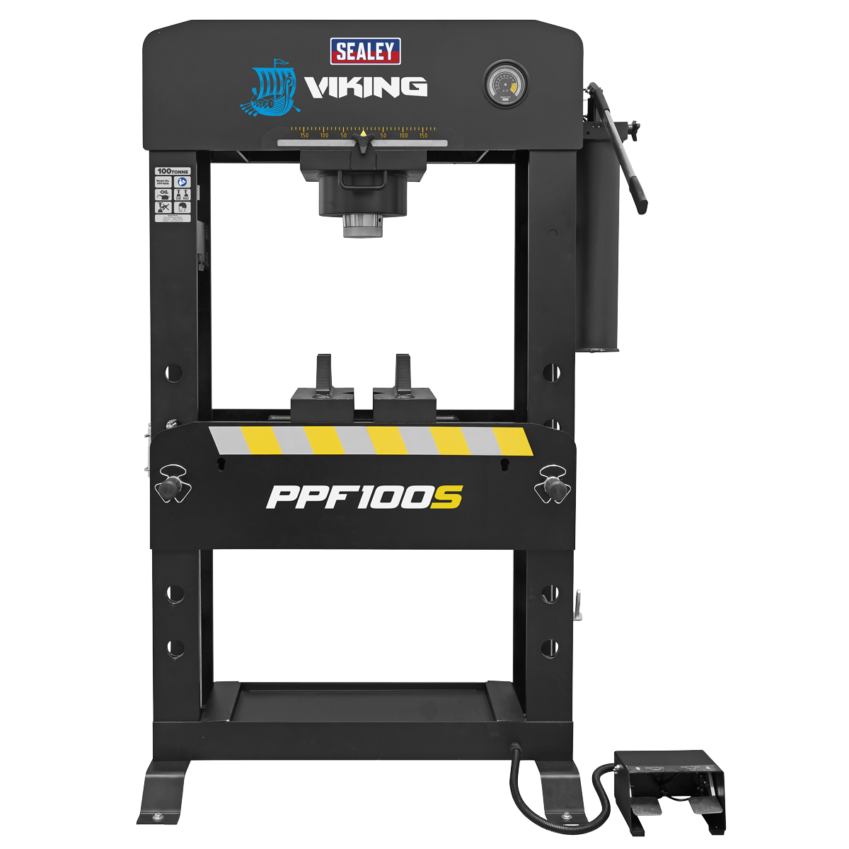 Viking PPF100S Viking Floor Type Air/Hydraulic Press with Sliding Ram & Foot Pedal 100 Tonne