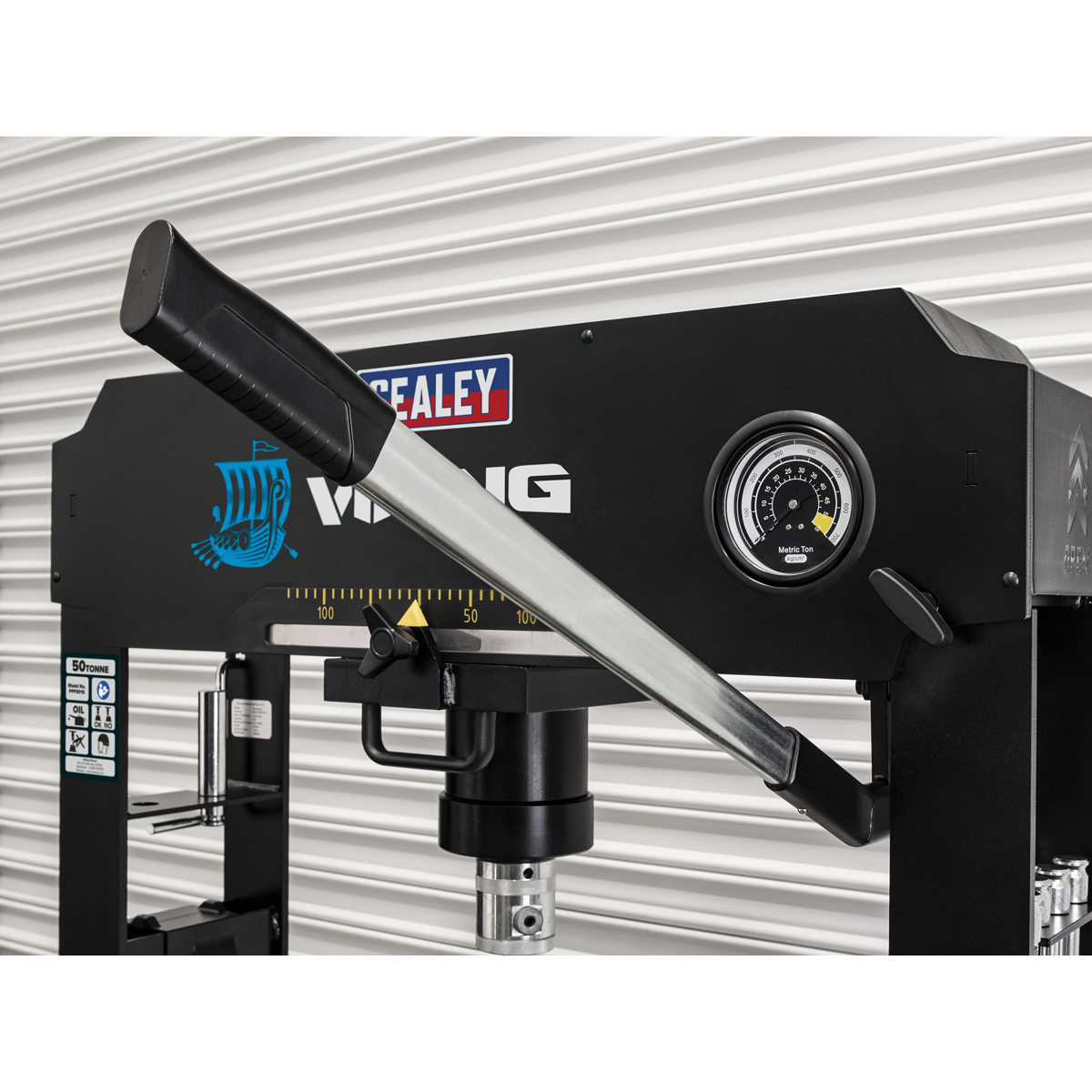 Viking PPF501S Viking Floor Type Air/Hydraulic Press with Sliding Ram and Foot Pedal 50 Tonne
